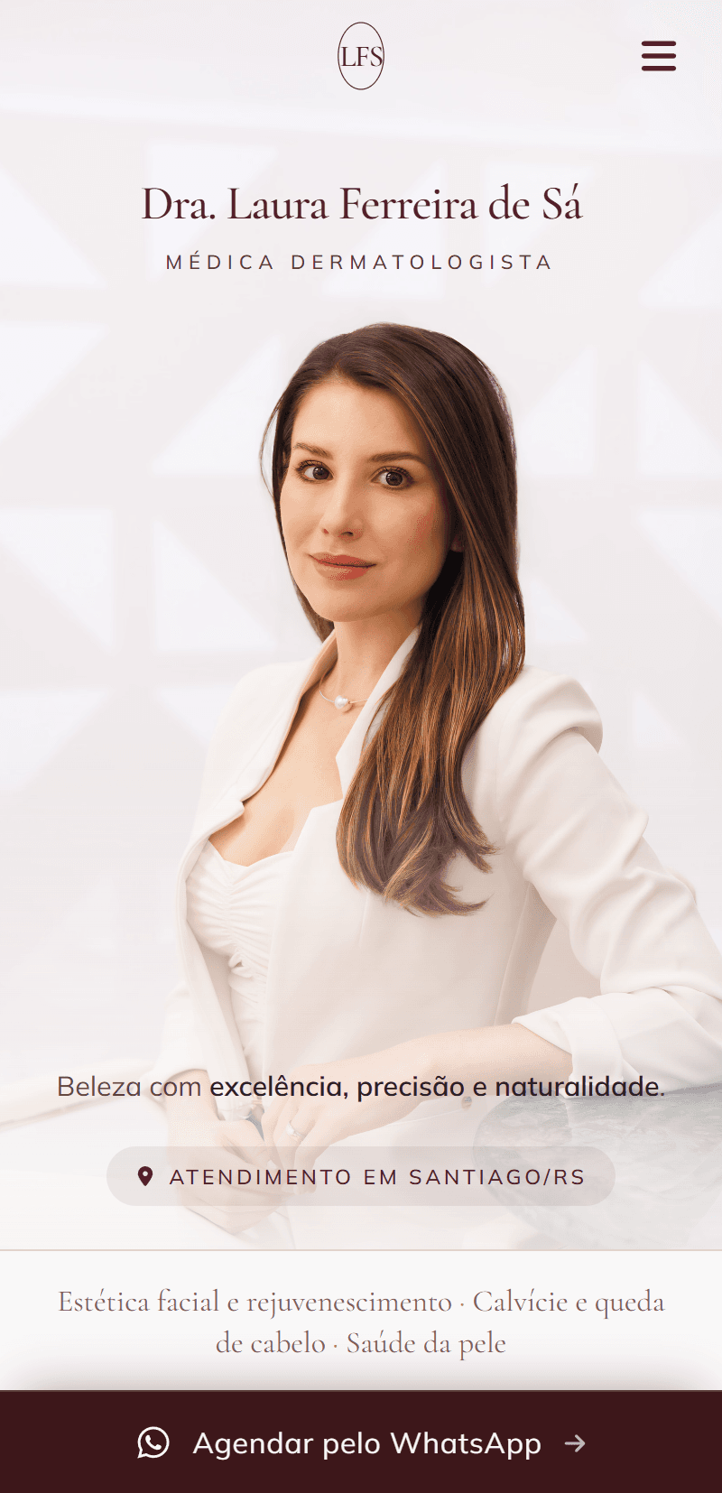 Versão Mobile do site Dra. Laura Ferreira de Sá no iPhone 16