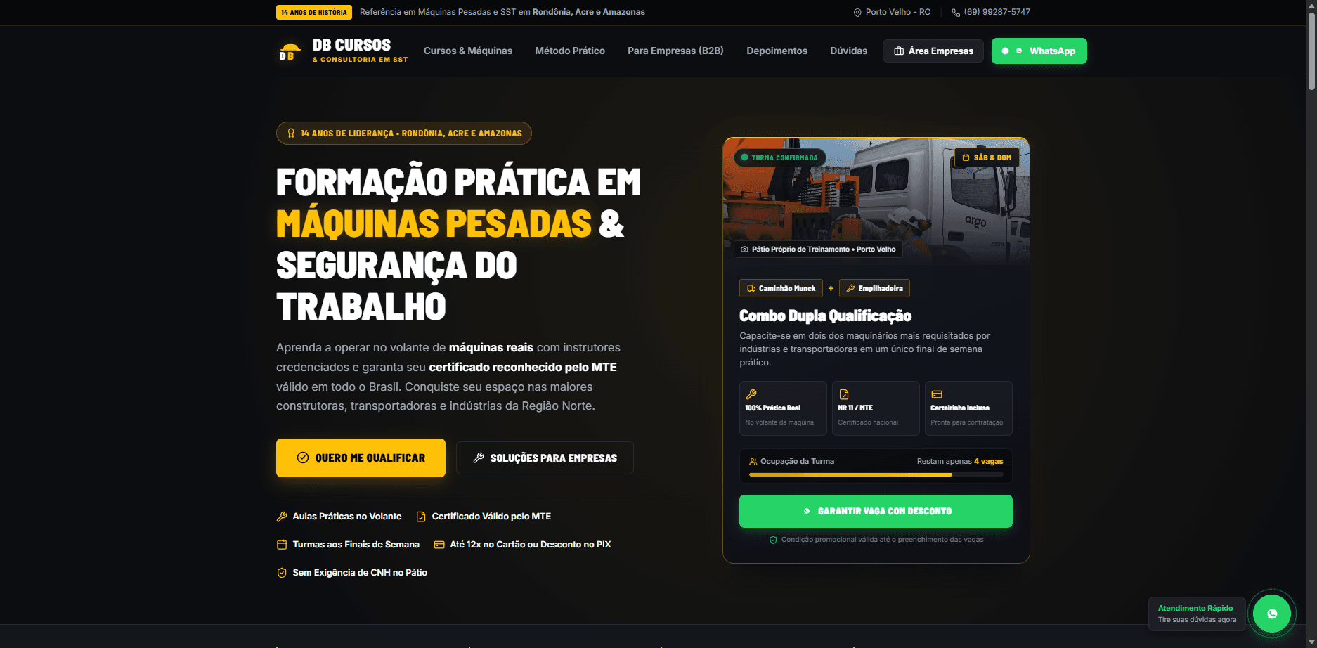 Print do site DB Cursos & SST