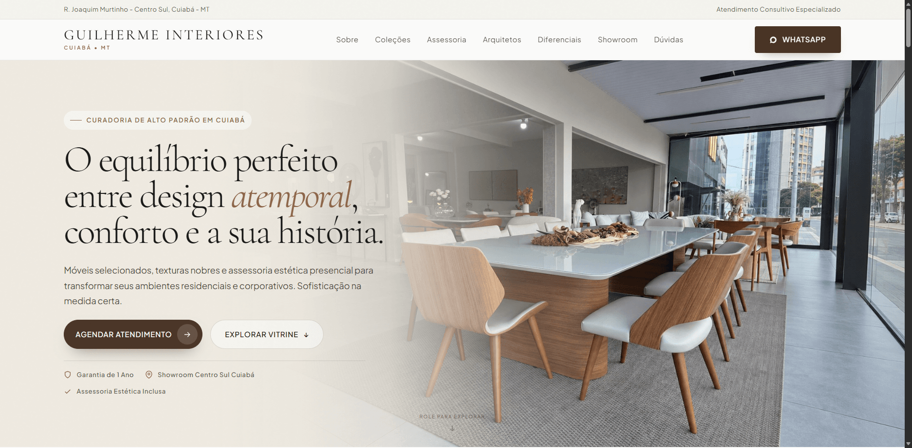 Versão Desktop do site Guilherme Interiores no MacBook Pro