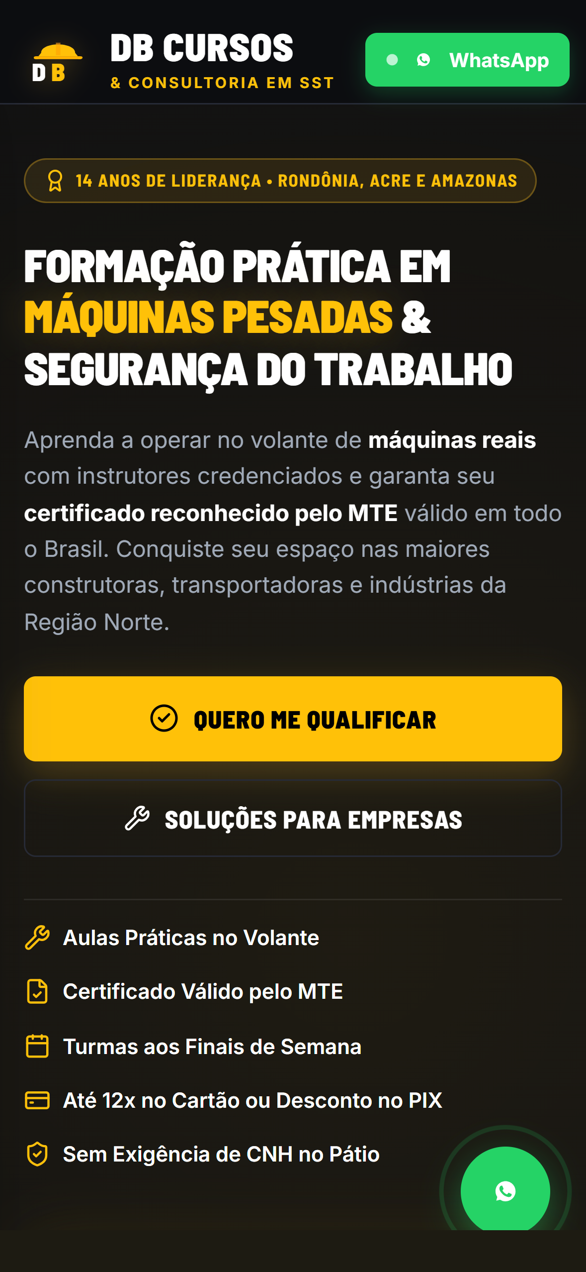 Site de DB Cursos & SST no iPhone
