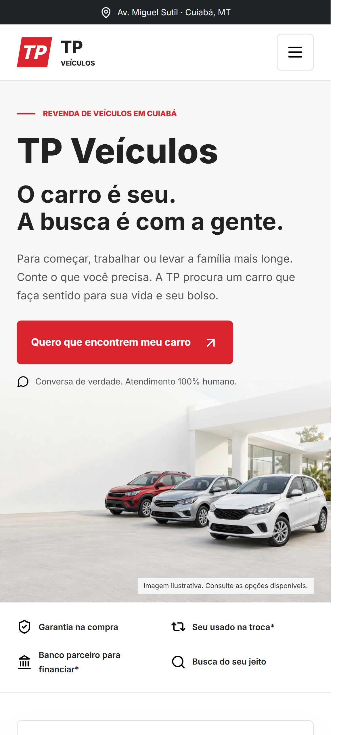Site de TP Veículos no iPhone